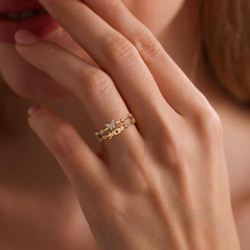 Dainty Gold Initial Ring Butterfly Rings Letter A-Z Graduation Gifts for Her Girlfriend Mother and Daughter Ring Back to School Stuff Gifts for Women Birthday Unique2