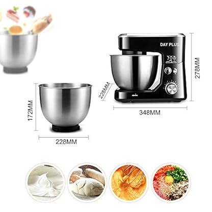 1000W Standmixer, Küchenmaschine Knetmaschine mit 5L Edelstahlschüssel, 6 Geschwindigkeiten Multifunktional Rührmaschine… – Bild 3