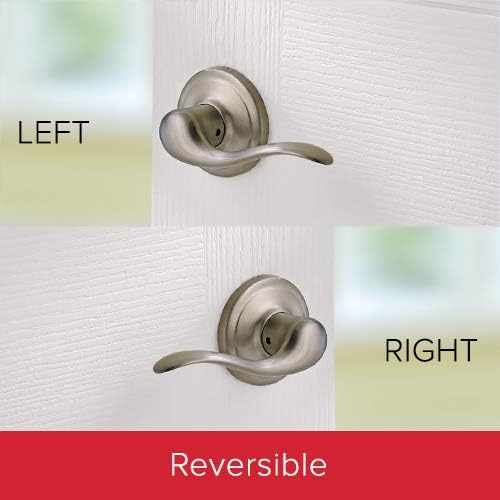 Miniatura 11 de Manija de puerta de paso interior Kwikset Tustin, palanca para puertas de armario y pasillo, manija reversible sin bloqueo, níquel satinado, con