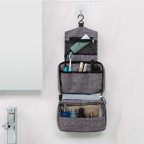 Travel toilet bag is used to store toiletries, with a large capacity storage hanging toilet bag (Gray)2