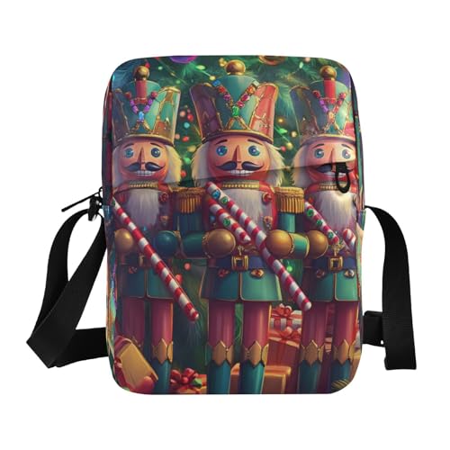 Crossbody Bag Three Christmas Nutcracker Messenger Bag for Women Men Purse Shoulder Bag Satchel Bag with Adjustable Strap 214B9098
