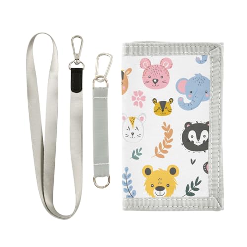 Kids Wallets for Boys Girls Toddler Trifold Wallet Children Small Animal Face with Zipper Coin Pocket