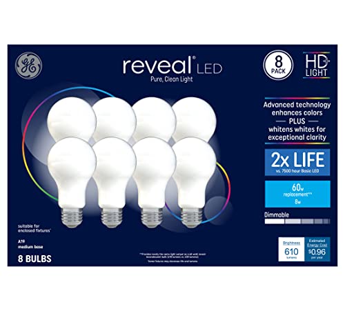 GE Reveal 8-Pack 60 W Equivalent Dimmable...