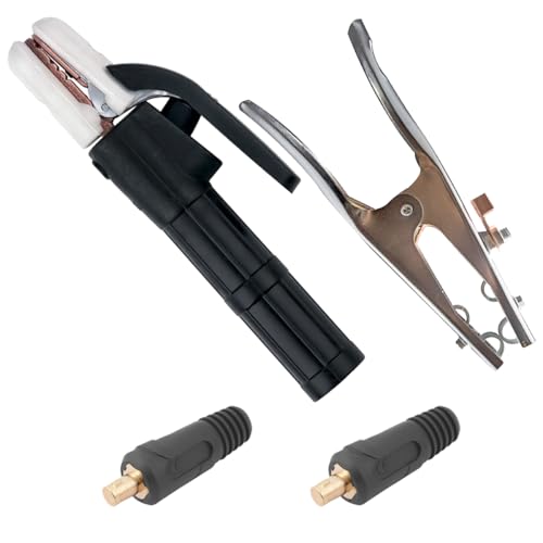 Kit Porta Eletrodo 500a C/Garra Negativa 300a e 2 Conector Macho 9mm
