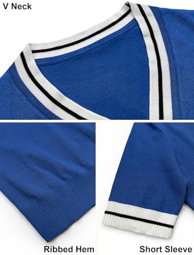 Image of Libsorge Womens Lightweight Cute Bow Tie Sweater Spring 2026 Business Casual Outfits V Neck Short Sleeve Tops