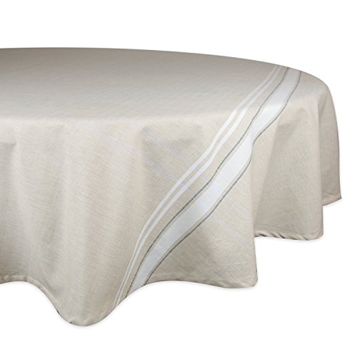 DII French Stripe Dining Table Collection Farmhouse Style Tablecloth, 70 Inches Round, Taupe/White by DII - Used condition - US$9.18