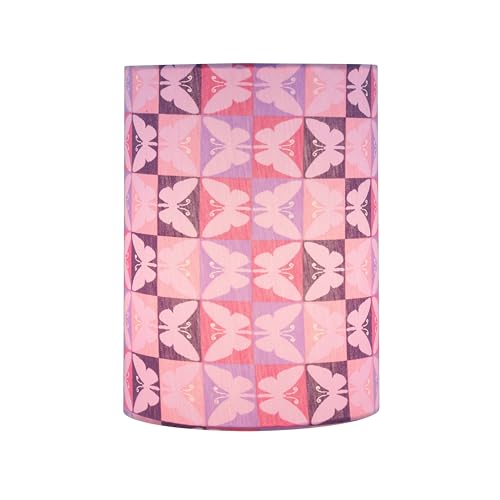 Image of Aspen Creative 31622 Contemporary Drum (Cylinder) Shaped Spider Construction Lamp Shade in Lavendar Purple with Butterfly, 8 inch wide (8 inch x 8 inch x 11 inch)