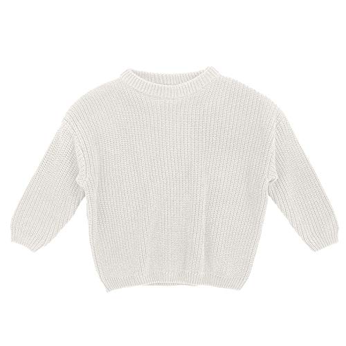 Toddler Baby Boy Girls Knitted Sweater Blouse Pullover Sweatshirt Turtle Neck Long Sleeve Top Casual Fall Winter Warm Outwear Solid Color Cable Knit Crewneck Active Outfit Clothes B# White 9-12 Months
