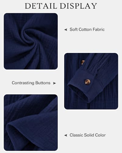 Image of NOLLSOM Casual Shirts for Women Long Sleeve Button Down Blouses Fall 2026 Solid Color Trendy Tops with Pocket