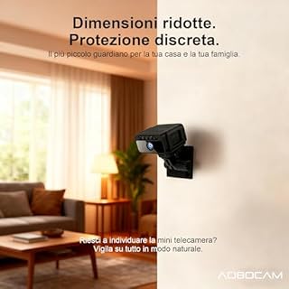 AOBOCAM Mini Telecamera WiFi Interna 4K UHD Videocamera Sorveglianza con Visione Notturna, 5 Ore Autonomia, Notifiche Movimento Istantanee, Doppia Memoria SD/Cloud, Controllo Remoto Con App (Black 1)