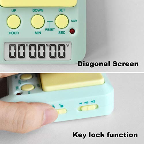 3-In-One Digital Timer (Count-Down) / Stopwatch (Count-Up) / Count-Days With Led Lights & Beeps Notification Large Easy-Push Button Mute & Lock Functions Timer For Kids #TOP6
