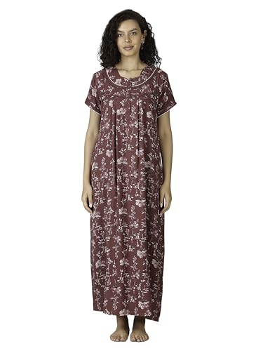 Image of 9shines Label Premium Alpine Maxi Designer Nighty | Floral Print Maxi for Women | Night wear for Women | | Full Length Night Gown for Women | Night Dress for Women Stylish (2467)