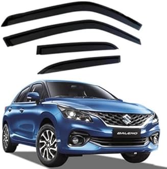 Caraxia Unbreakable Door Window Visor Wind Rain Guard Deflector Trim for Front & Rear Left/Right Door Visor - Compatible with Maruti Suzuki Baleno (2019-2022)