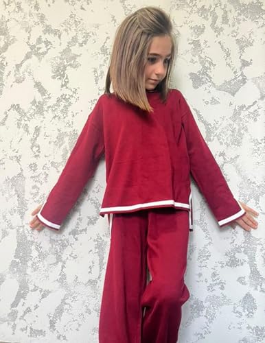 Image of Arshiner Girl's 2 Piece Outfits Long Sleeve Knit Pullover Sweater Tops Wide Leg Pants Casual Fall Sets Tracksuits