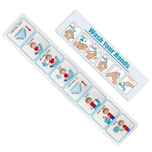 HoveeLuty Tabla de Entrenamiento para IR al baño Paso a Paso, Ayuda Visual, Calendario Visual Autoadhesivo para niños, 2 uds.