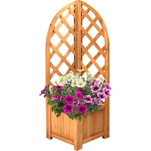 HomeVibe Corner Lattice Planter - Stylish Wooden Garden Plant Box with Trellis, Space-Saving Design, Ideal for Climbing Plants & Flowers