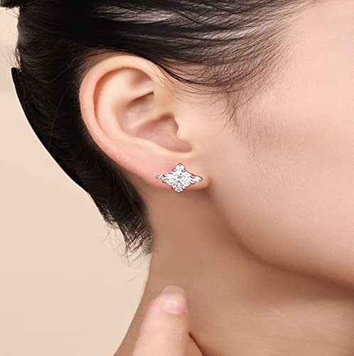 Moissanite Stud Earrings D Color VVS1 Clear Round Lab Created Moissanite Earrings 18K Gold Plated 925 Sterling Silver Stud Hypoallergenic Flat Back Earrings for Men Women4