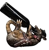 Ebros Gift Coiled Tipsy Drunk and Wild Armored Cowboy Sheriff Armadillo Booze Guzzler 12" Long Wine Bottle Holder Storage Caddy Figurine for Party Hosting Kitchen and Home Decor Statue