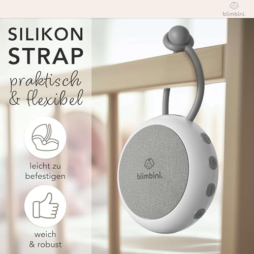 blimbini White Noise Machine Baby - Einschlafhilfe für Babys mit Nachtlicht - Regengeräusche zum Einschlafen, Meeresrauschen & Einschlafmusik - Sound Machine für unterwegs - weißes Rauschen Baby