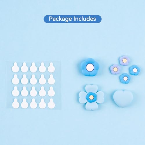 Image of GeekShare Cross D-Pad Button Caps Thumb Grips Set,Silicone ABXY Key Buttons Sticker Compatible with Switch /OLED Joy Con (Blue & Purple)