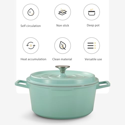 Zenithaur emaillierte niederländische Ofen, 10 Zoll DIA. Großkapazität Nicht -Stick -Kochtopf mit Deckel und zwei Griffen, ideal für Induktionskocher und Herd (Hellgrün) 6 Zenithaur emaillierte niederländische Ofen, 10 Zoll DIA. Großkapazität Nicht -Stick -Kochtopf mit Deckel und zwei Griffen, ideal für Induktionskocher und Herd (Hellgrün)