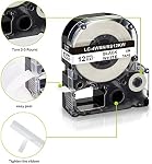 Absonic 5-Pack Compatible Label Tape Replacement for LK-4WBN LC-4WBN LC 4WBN9 SS12KW 12mm 0.47" Black on White Label Tape Work for Epson LabelWorks LW300 LW400 LW500 LW700 LWPX300 Label Maker