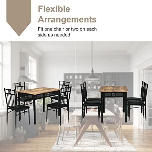 Costway 5 Pieces Dining Table Set, Modern Kitchen Table Set For 4 Person, 42” Rectangular Table W/ 4 Upholstered Chairs, Bistro Table Set For Home, Coffee Shop & Restaurant (Black) #TOP7
