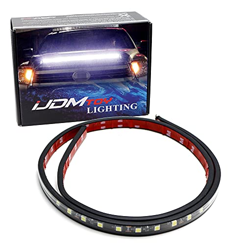 iJDMTOY Xenon White 63-SMD LED Hood Bulge Accent Lighting Strip Compatible With 2014-2021 Toyota Tundra