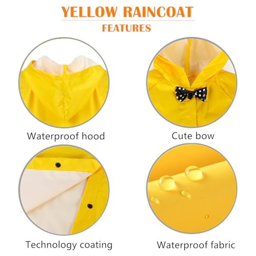 Yellow Kids Raincoats, Waterproof Rain Jacket with Hood, Lightweight Toddlers Boys Girls Rian Coat Rainwear3