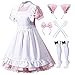 Japanese Anime Lot de 6 tabliers de soubrette Lolita pour déguisement, cosplay, gants et chaussettes, 6 pièces - Rose, Large