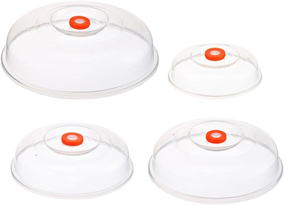 Kichvoe Microwave Splatter Guard Food Covers Set, 4 Microwave Plate Lids for Kitchen, Oven Food Protection, Dustproof Splash Shield for Home Cooking