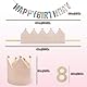 Geburtstagskrone Kinder, Wendbare Beige Krone Geburtstag MäDchen Jungen mit Happy Birthday Spruchband, Kinder Babykrone Austauschbaren Zahlen Von 0-10 füR Den Kindergeburtstag, Party Deko