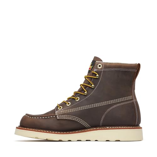 Image of Thorogood American Heritage 6 inch Moc Toe Work Boots for Men - Soft Toe, Premium Full-Grain Leather with Slip-Resistant Wedge Outsole and Comfort Insole; EH Rated