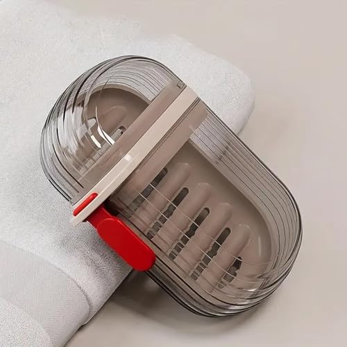 Estojo de sabão de viagem, suporte de sabão à prova de vazamento com tampa, suporte de barra portátil para viagens, preto transparente