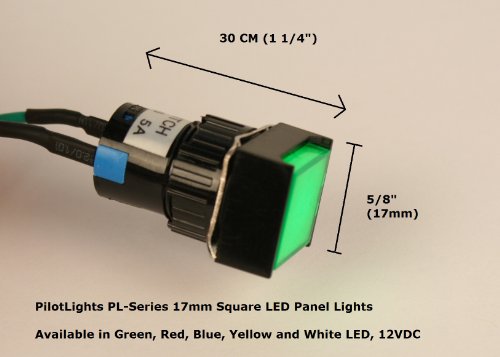 Lámpara LED piloto 17mm cuadrada 12V DC azul miniatura 5