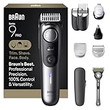 Braun All-in-One Series 9 PRO Trimmer Kit, 50+ Lengths, ProBlade, AIO 9550, Satin Chrome