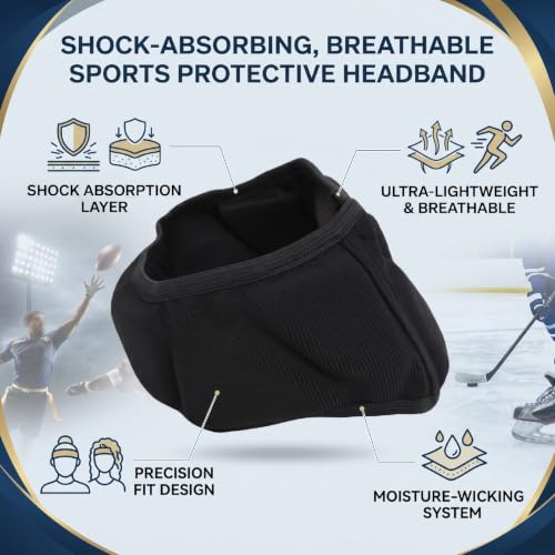 Luocute Bandeau de Sport Protecteur, Bandeau Antichoc Respirant pour Casque de Rugby Adulte, avec Coussinet Souple pour Tour de Tête 55-58CM, équipement de Protection – vue 5