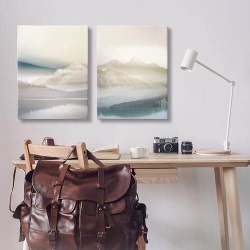 Stupell Industries Mountain Peaks Neutral, 24 x 36 Inch Canvas Wall Art Set by Stupell Industries - Used condition - Image 2