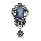 Victorian Lady Beauty Cameo with Crystal Brooch Pin Maiden Flower Crystal Rhinestone Pin Brooch (Sty