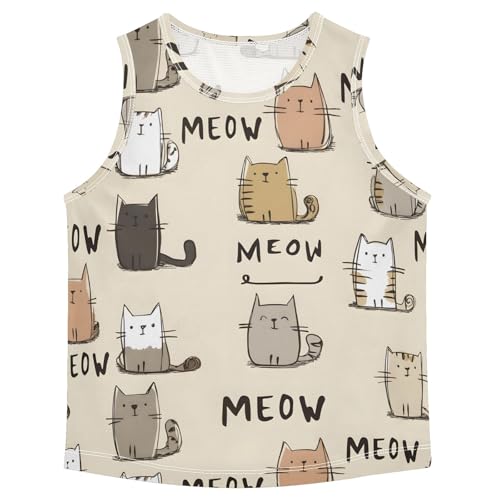 Boys' Tank Top Shirt Cute Little Cat Pattern Sleeveless T-Shirts
