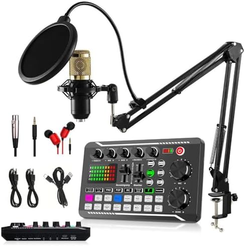 Kit Microfone Podcast Complet BM-800 Condensador Mesa Som Ao F998...
