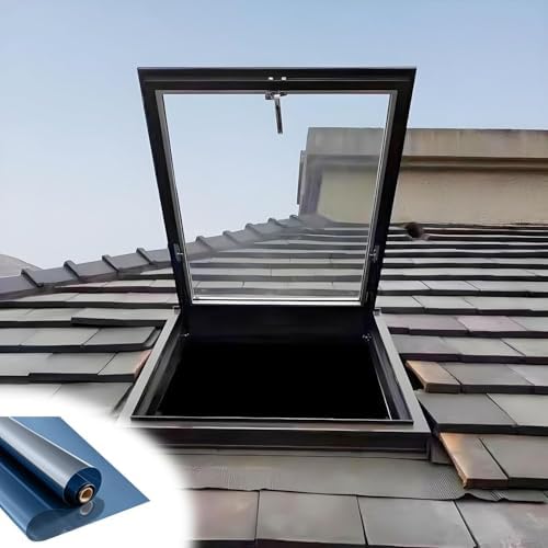 Tempered Glass Skylight for Sunroom & Attic, Manual Venting Roof Hatch, Excellent Ventilation, 44x32in Gray - Ideal for Lofts & Enhancing Natural Light