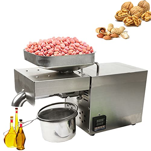 DNYSYSJ 1500W Oil Press Machine Automatic Electric Oil Presser Hot Cold Stainless Steel Oil Extractor Expeller for Flax Peanut Sesame Canola Avocado Coconut Sunflower Seeds (Style B)