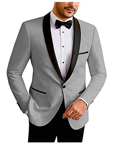 Men's Slim Fit One Button Suit 2 PC Shawl Lapel Tuxedos for Wedding Prom Suits Jacket Pants Casual Suit