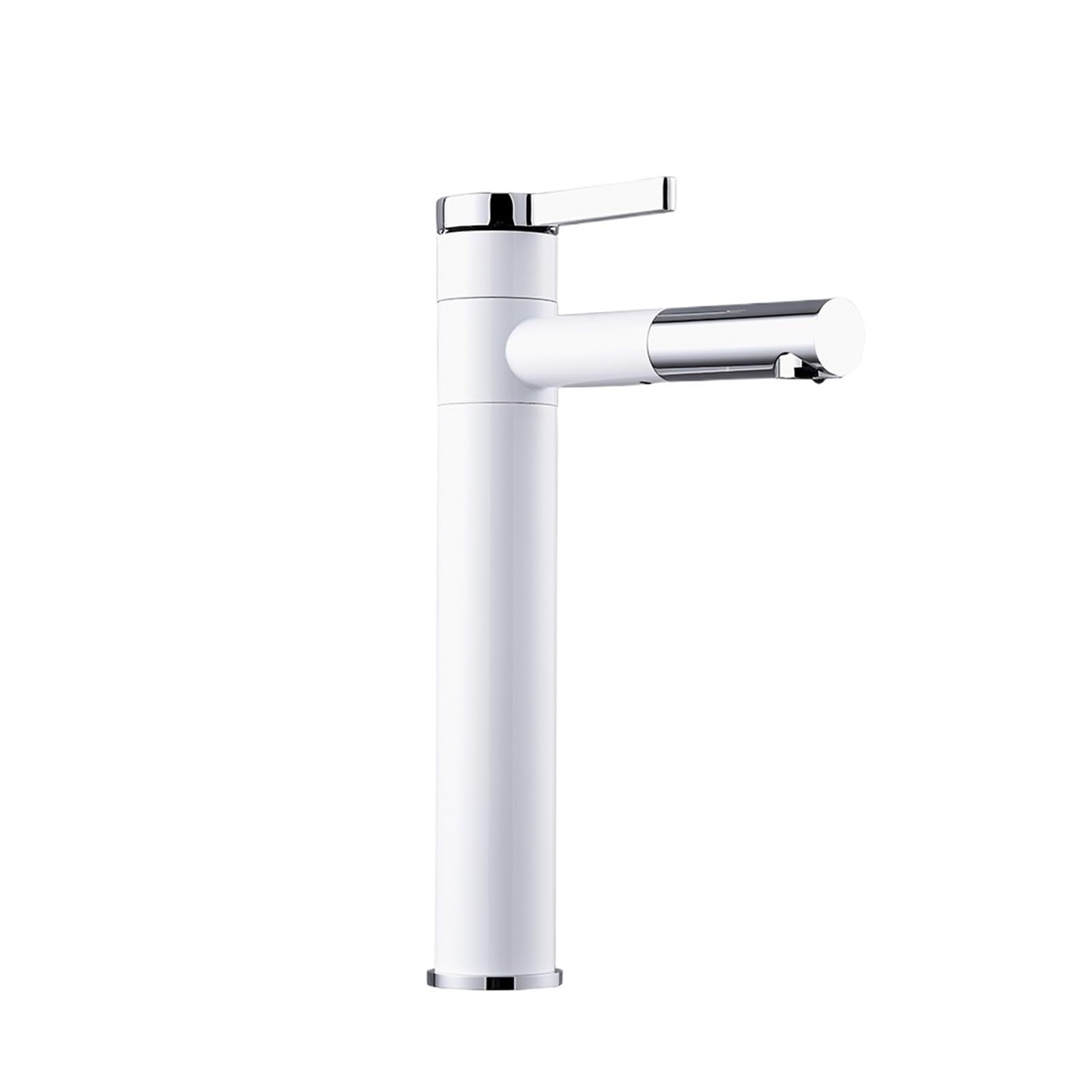 CVFRDD Bathroom Basin White Faucet Swivel Spout Vessel Sink Mixer Taps, Single Handle Deck Mounted Washbasin Faucet Water Taps(White Tall)
