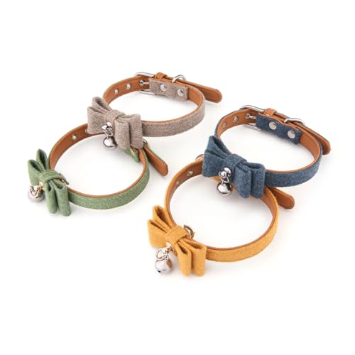 SUPVOX 猫首輪 鈴付き蝶ネク風 ペット用首輪 調節可能 軽量耐久製 犬猫兼用 おしゃれアクセサリー キュートなベル付き装飾 ランダムカラー