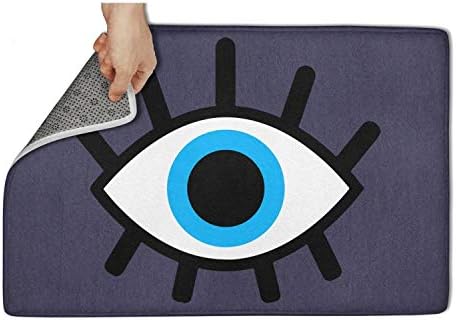 truye rrelk Indoor/Outdoor 31"x19" Blue Evil Eye Front Welcome Entrance Kitchen Dining Living Hallway Carpet Rubber Backing Bathroom Bedroom Door Mats