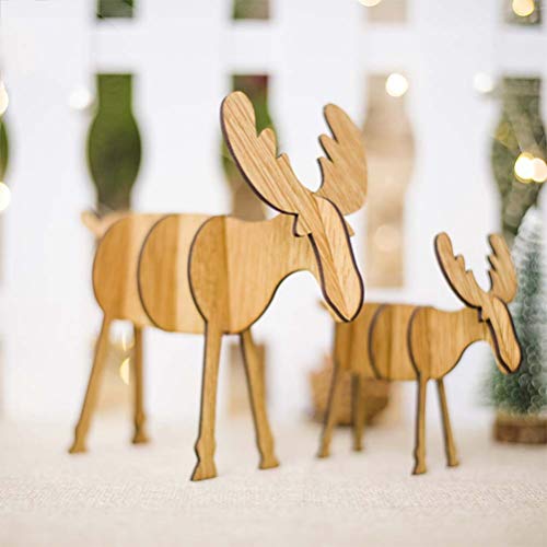 Toddmomy Estatuetas de rena de madeira de Natal, alce, cervo, emenda, figura de Natal, mesa, arte, c