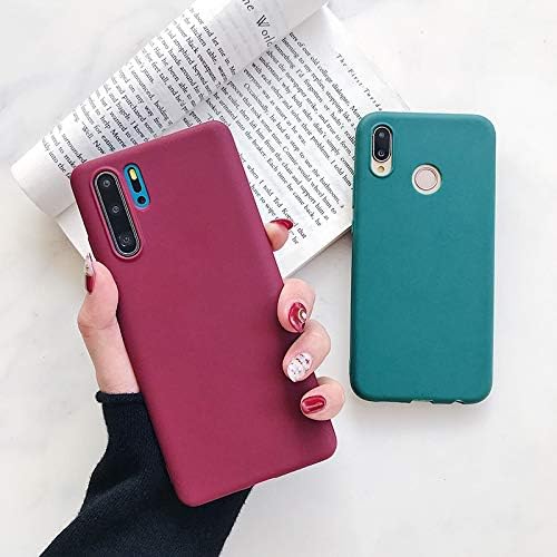 XMSZZ Pain Color Soft TPU Phone Case For Huawei P40 P30 Lite P20 Pro Y9 Y7 Y6 Y5 MATE 30 Silicone Back Cover Shell Funda (Color : Red, Material : For Huawei P40 Pro)