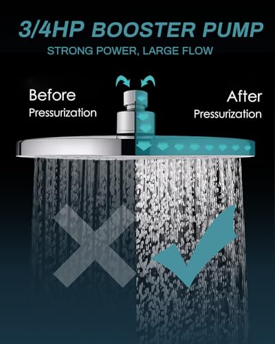 3/4 HP Water Pressure Booster Pump for Home 1050GPH Shallow Well Jet Pump with Pressure Tank Auto ON/OFF Stainless Steel Self-Priming System Pressure Switch for Whole House, Garden, Lawn